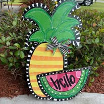 Pineapple watermelon hello door hanger