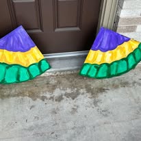 Hanging wooden hand painted mardi gras Buntings