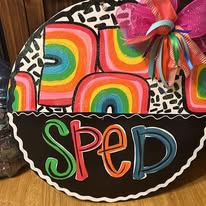Round Rainbow Teacher Door Hanger