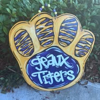 Tiger paw print door hanger
