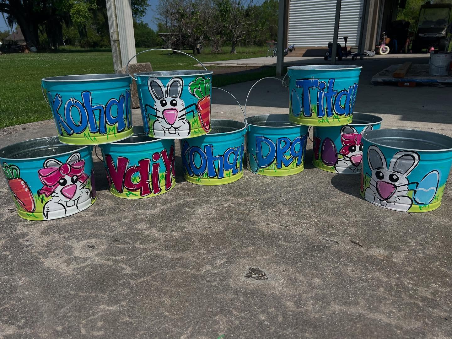 Hand Painted Easter Buckets