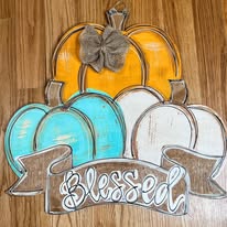 Blessed pumpkins door hanger