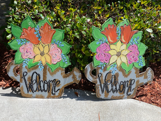 Spring watering can door hangers
