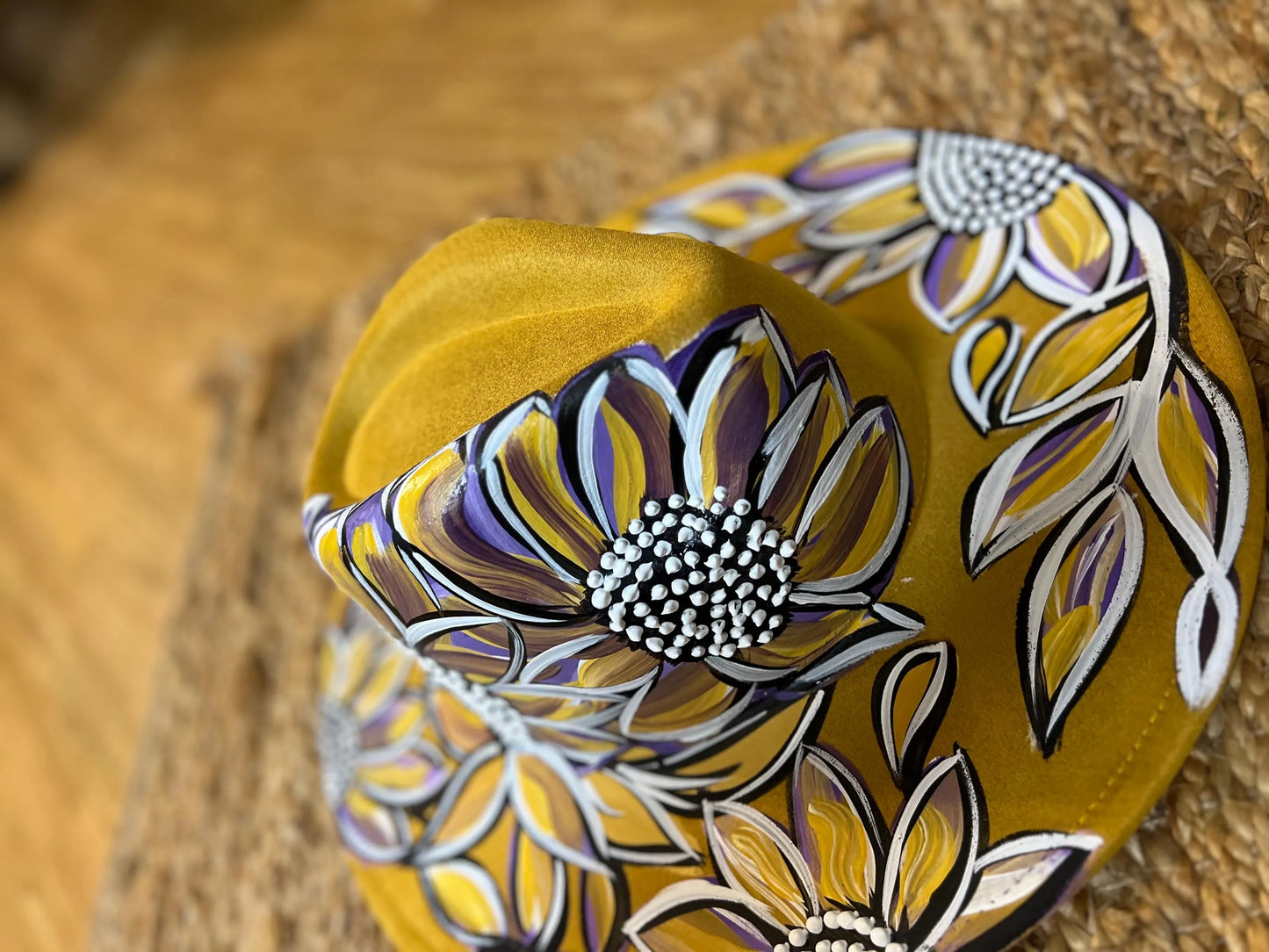purple and gold hand painted fedora