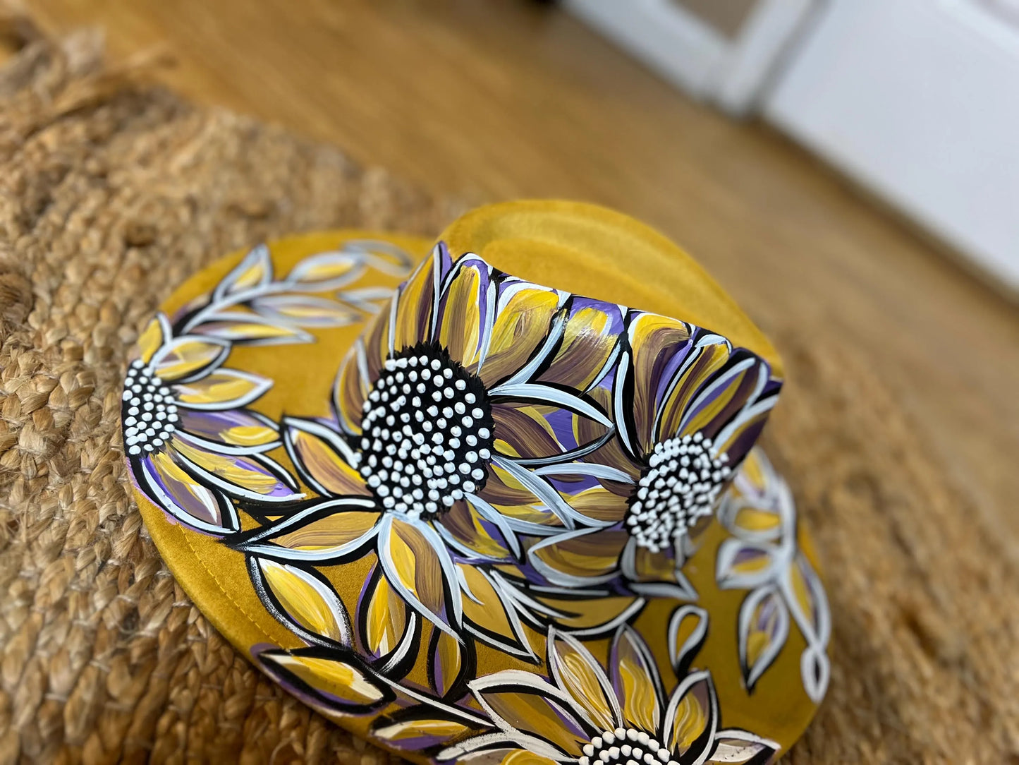 purple and gold hand painted fedora
