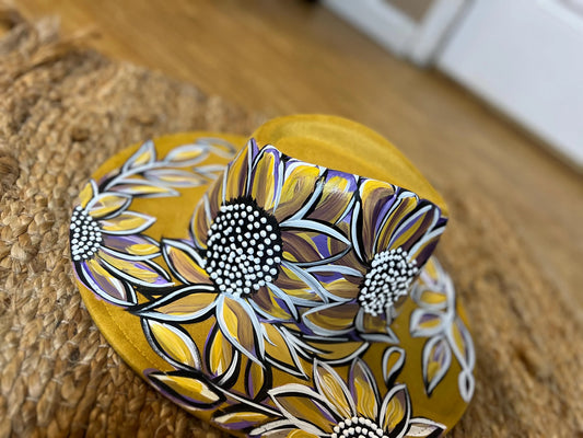 purple and gold hand painted fedora