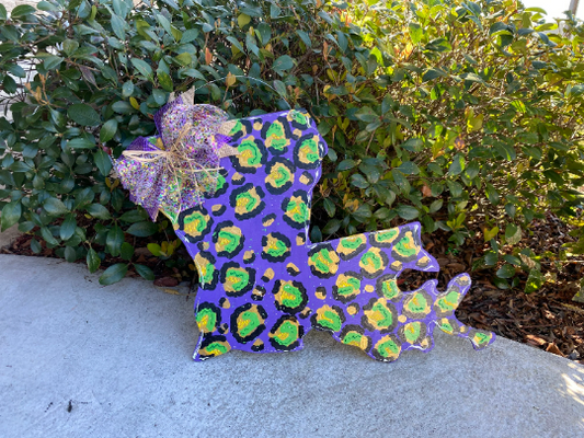 Mardi Gras Leopard Louisiana door hanger